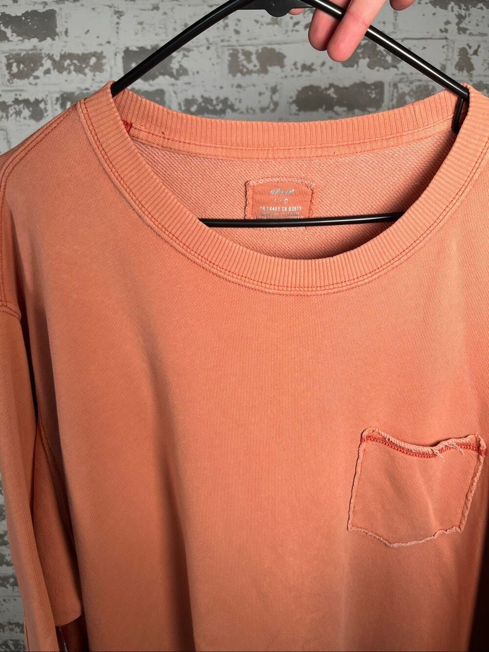 Aerie | women distressed peach crewneck pullover with pocket